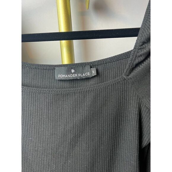 Tuckernuck Pomander Place Blanche Black Ribbed Square Neck Top Sz. S - Picture 3 of 6
